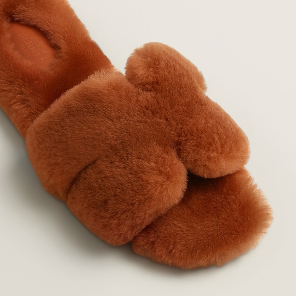 AUTHENTIC Hermes Oran Sandal Fuzzy Slippers - Picture 2 of 5